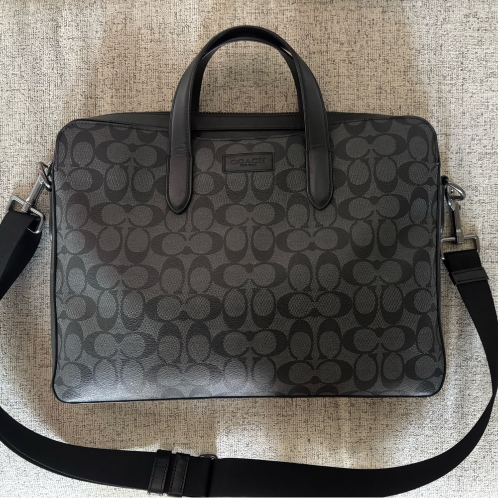Coach Black and Gray Laptop Bag/Briefcase